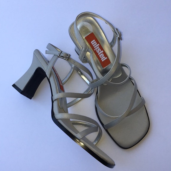 Square Toe Strap Heeled Sandals 